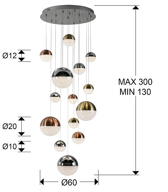 Люстра Sphere 14L разноцветная D60 DIMABLE