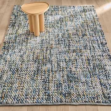 Толстый ковер из шерсти ручной работы Mutanya 160 x 230 см синий