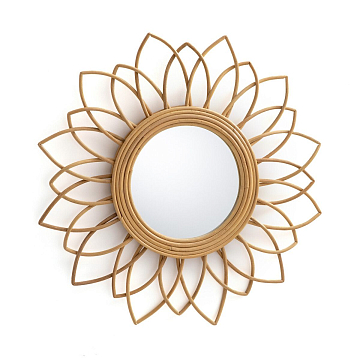 Зеркало из ротанга в форме цветка 65 см Nogu бежевый