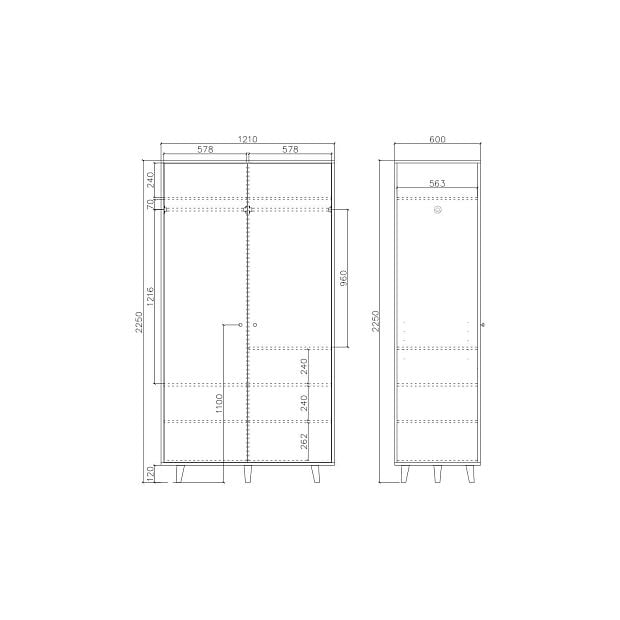 Шкаф Twin TW216 Чёрный дуб, уголь RAL 7021